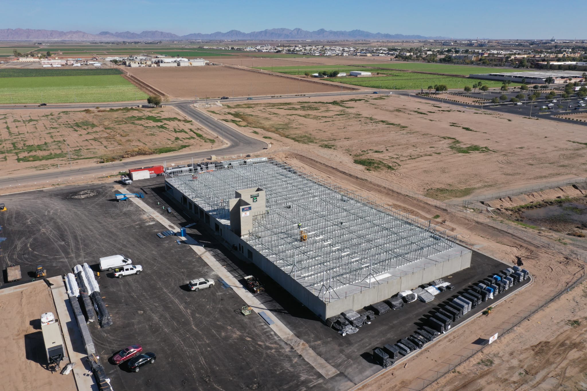 Sky view of a large scale commercial construction site